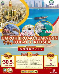 Paket Hemat,  Umrah  Jum'atain, Plus Dubai, Read Sea , 11 hari , Btt Ahz ,Keberangkatan 24 September 2025